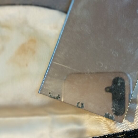 Vintage Women's Fabric White Clutch Abstract Black Beading - Picture 10 of 10